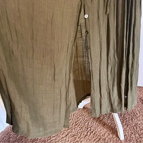 Flawless Flowy Bohemian Chic Forest/Olive Green Maxi Dress Size Small - Picture 9 of 15